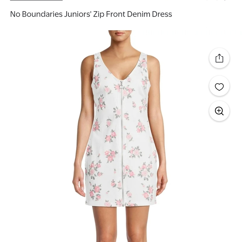 No Boundaries Floral Zip Front Denim Dress
